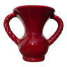 Red burgundy vase in vintage ceramic 1960 in the taste of Vallauris with handles