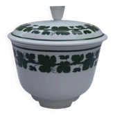 Bonbonnière, pot à sucre en porcelaine Meissen décor feuille de vigne, années 1930