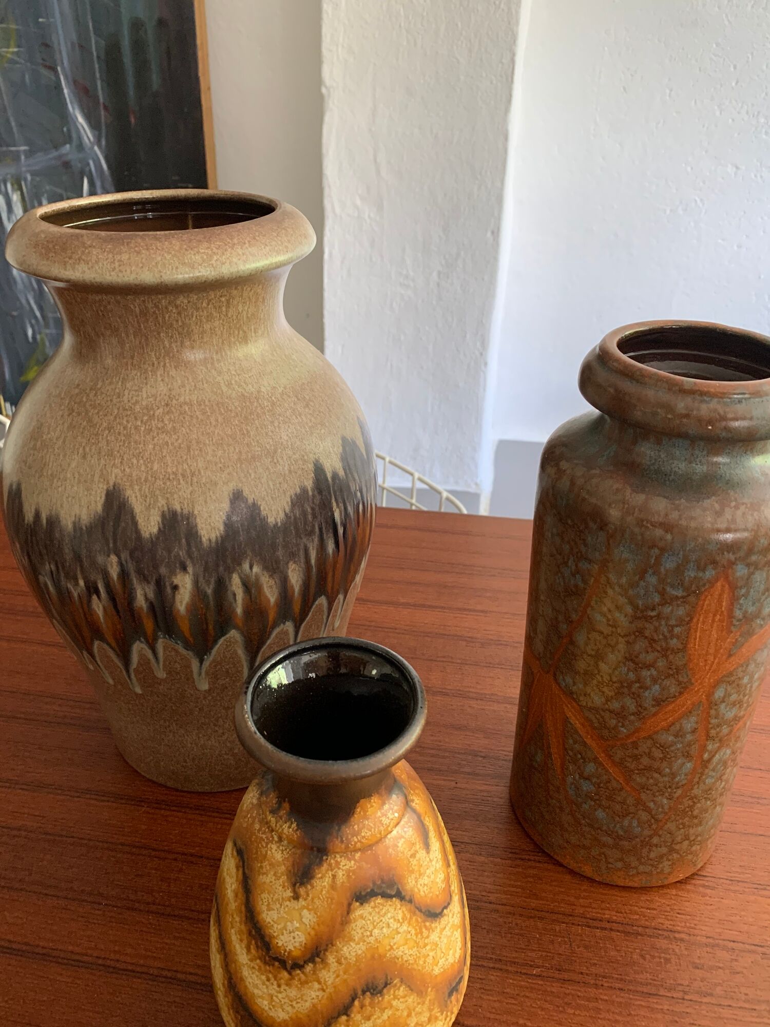 Trio de vases céramique vintage années 50-60