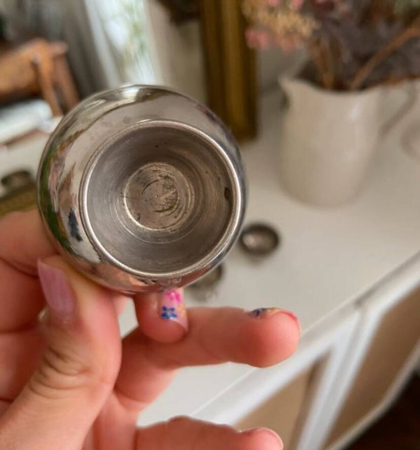 Set of 6 silver-plated metal egg cups