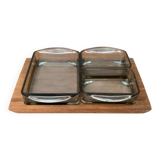 Mid-Century Danish Teak Cabaret Trays with Holmegaard Glasses, 1960s, Set of 4