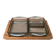 Mid-Century Danish Teak Cabaret Trays with Holmegaard Glasses, 1960s, Set of 4