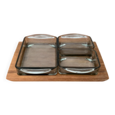 Mid-Century Danish Teak Cabaret Trays with Holmegaard Glasses, 1960s, Set of 4