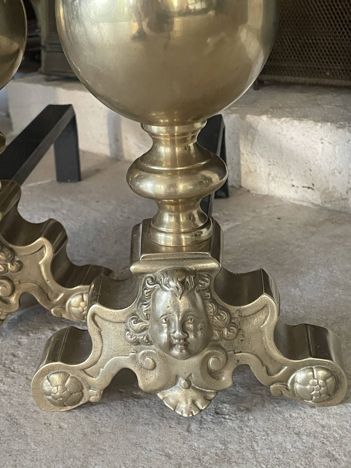 Pair of brass andirons