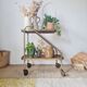 Vintage 1950s dessert bar - Gold metal and wood formica trays