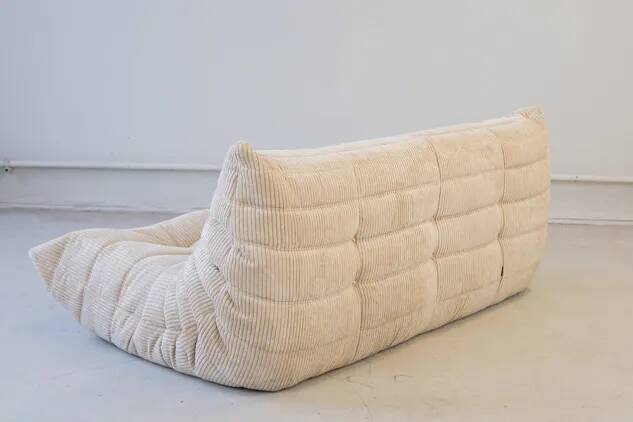 Togo 3 places et fauteuil en velours côtelé blanc
