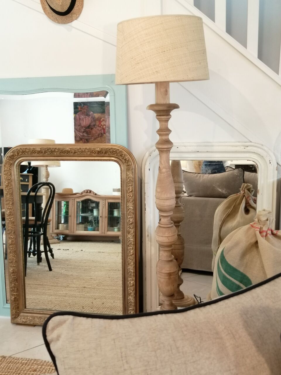 Vintage wooden floor lamp