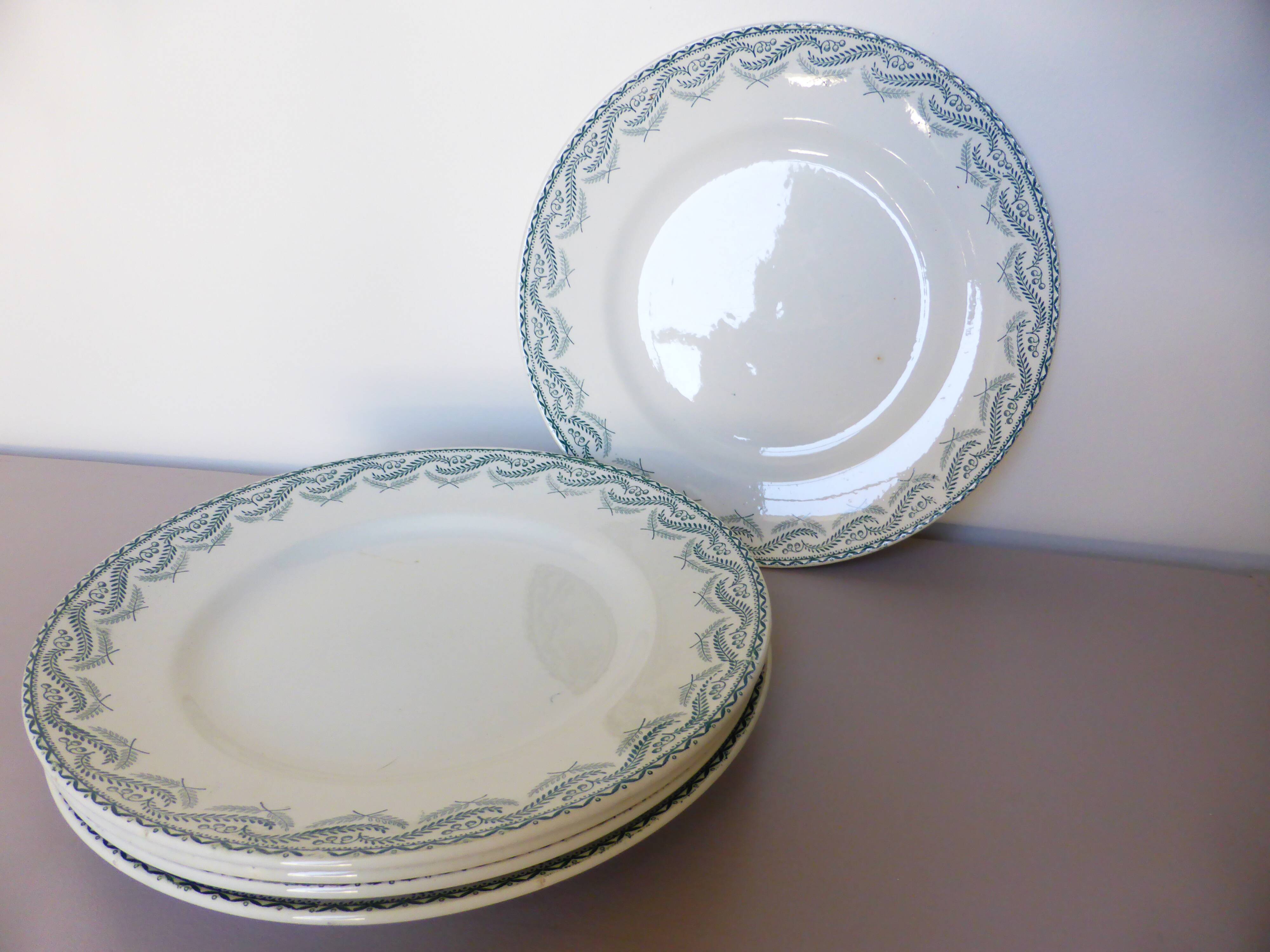 5 flat plates in iron earth from St Amand, Réjane model 210726