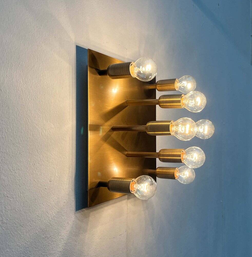 Vintage German Brass Ceiling or Wall Lamp from Sölken, 1970s