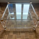 Glass and plexiglass coffee table 1980s