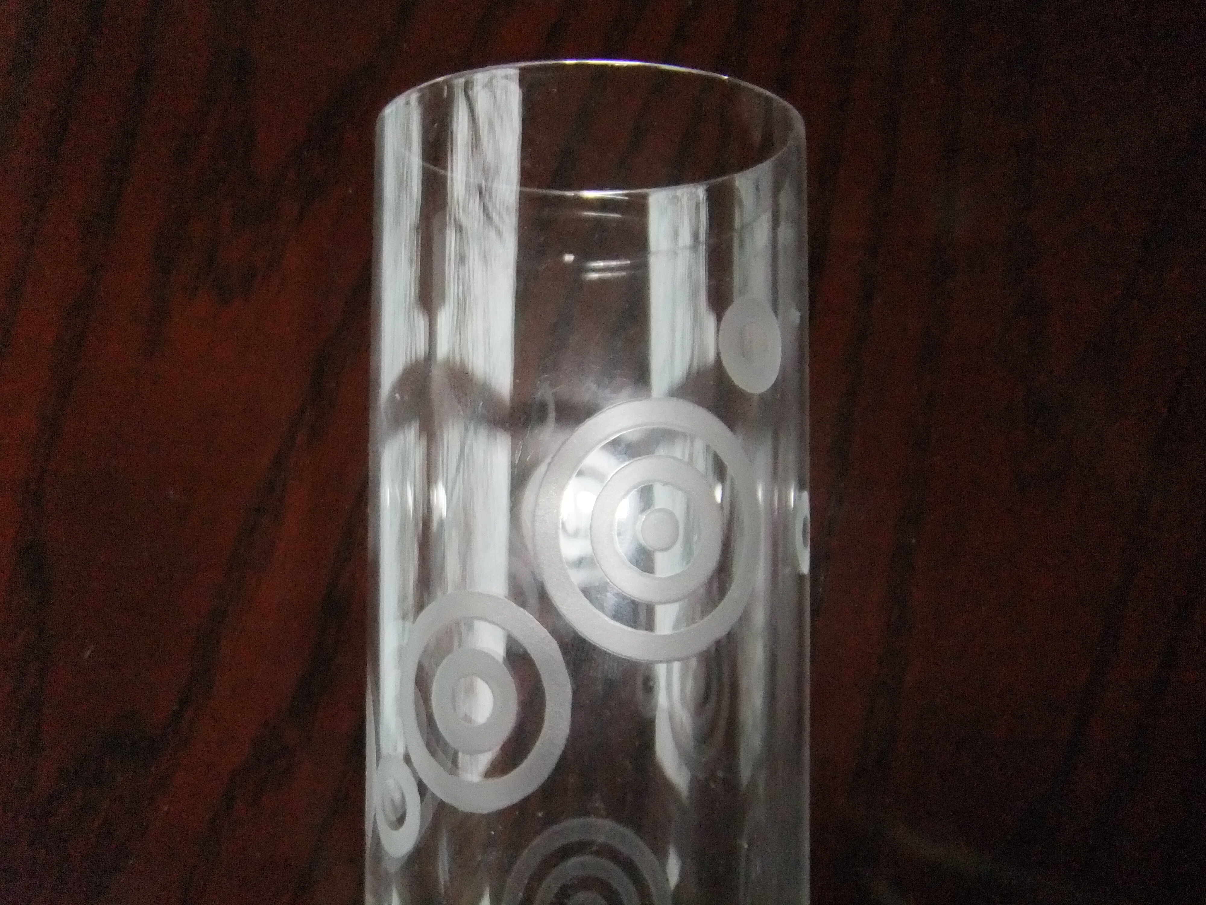 Crystal vase Baccarat roll tube engraved