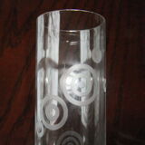 Crystal vase Baccarat roll tube engraved