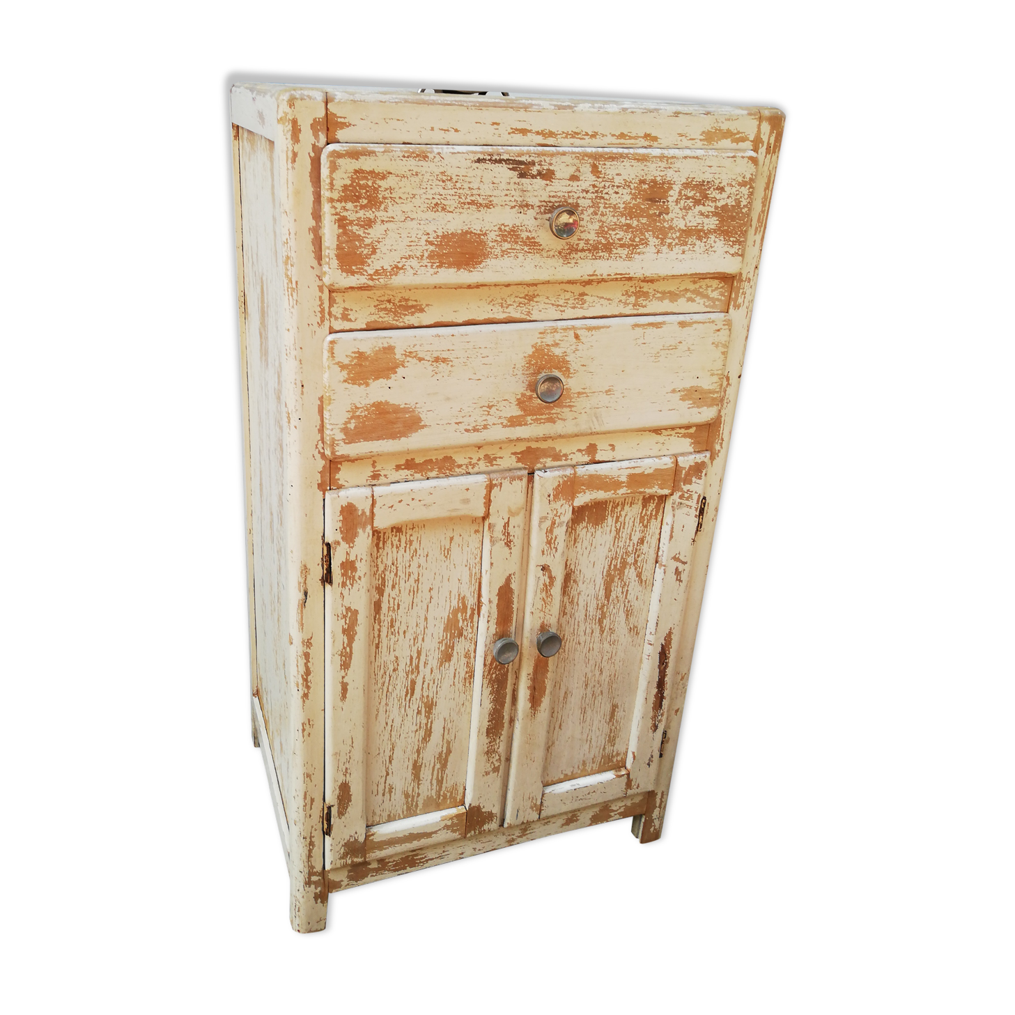 Small white wood storage unit