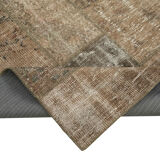 Handwoven oriental overdyed 202 cm x 303 cm brown patchwork carpet