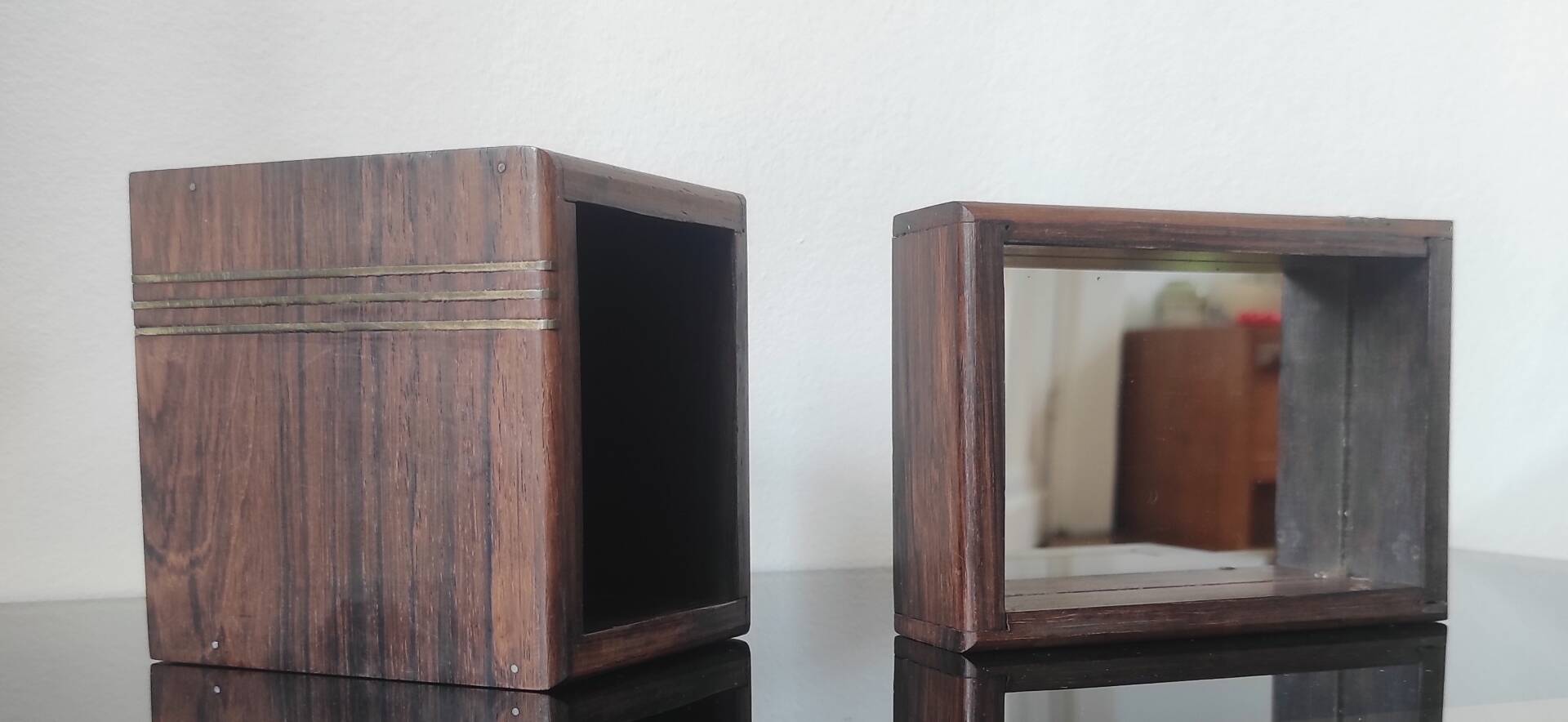 Vintage pocket trays in rosewood and brass – style A