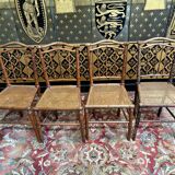 Ensemble table et 4 chaises en bois effet bambou