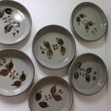 6 small vintage Arnon stoneware flower deep plates