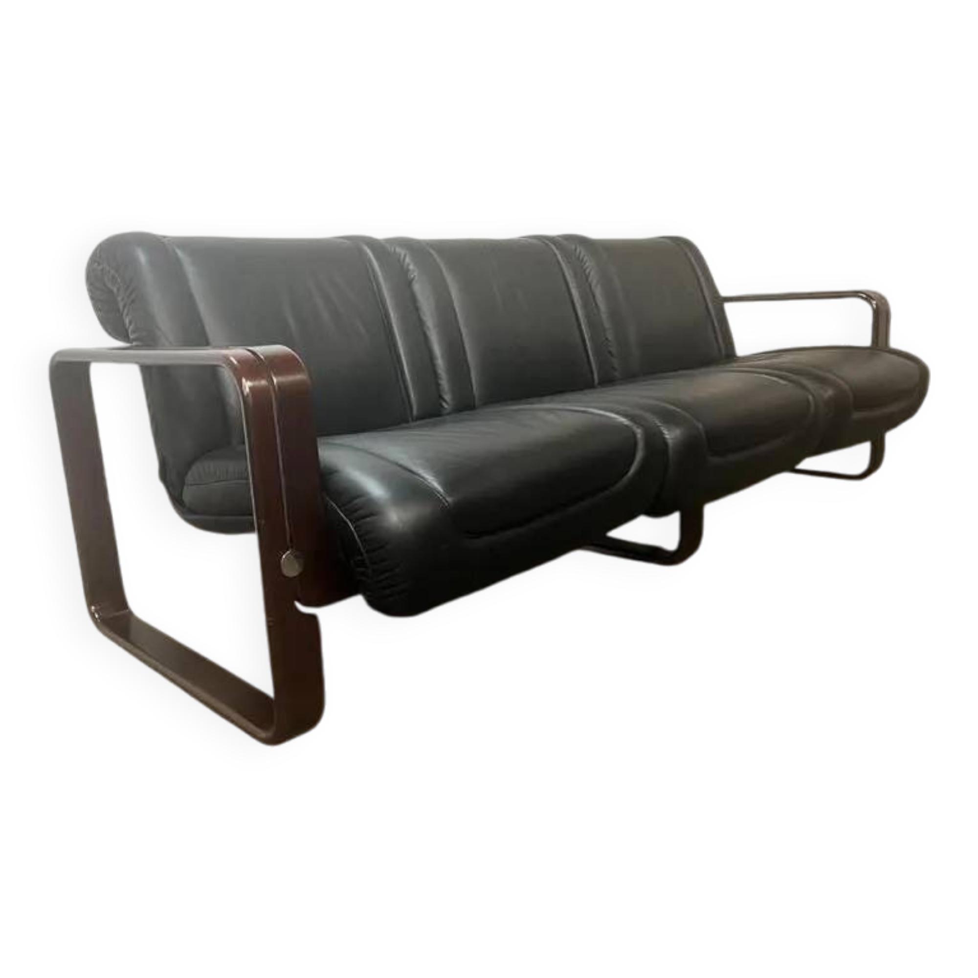 Canapé / canapé vintage en cuir noir martin stoll