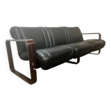 Canapé / canapé vintage en cuir noir martin stoll