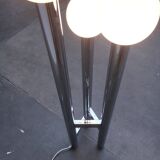 Vintage German floor lamp from the space age of the 1970s in glass and metal.