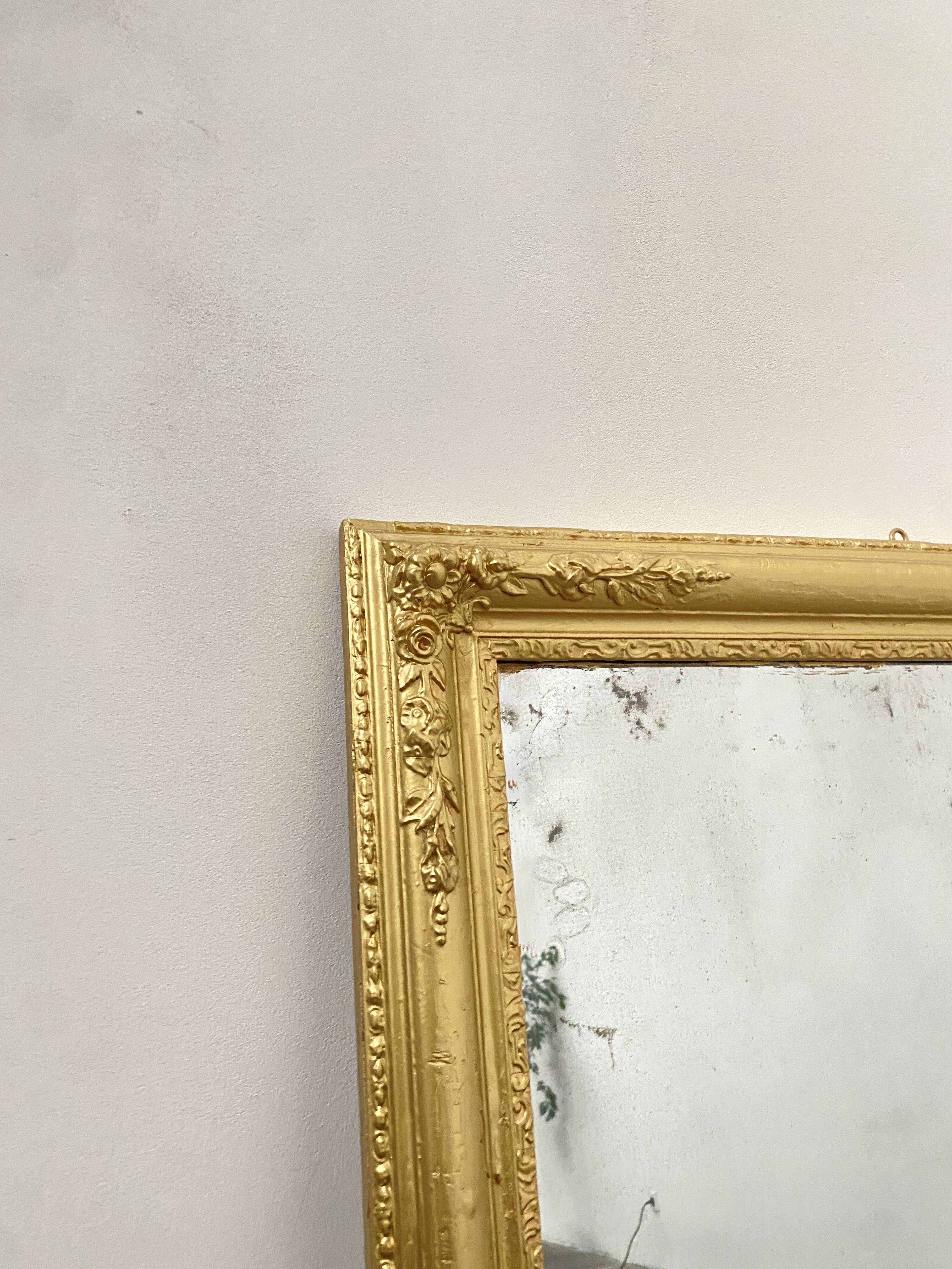 Wooden Stucco and Gilded Mirror, Height 115cm, 19th Century, France