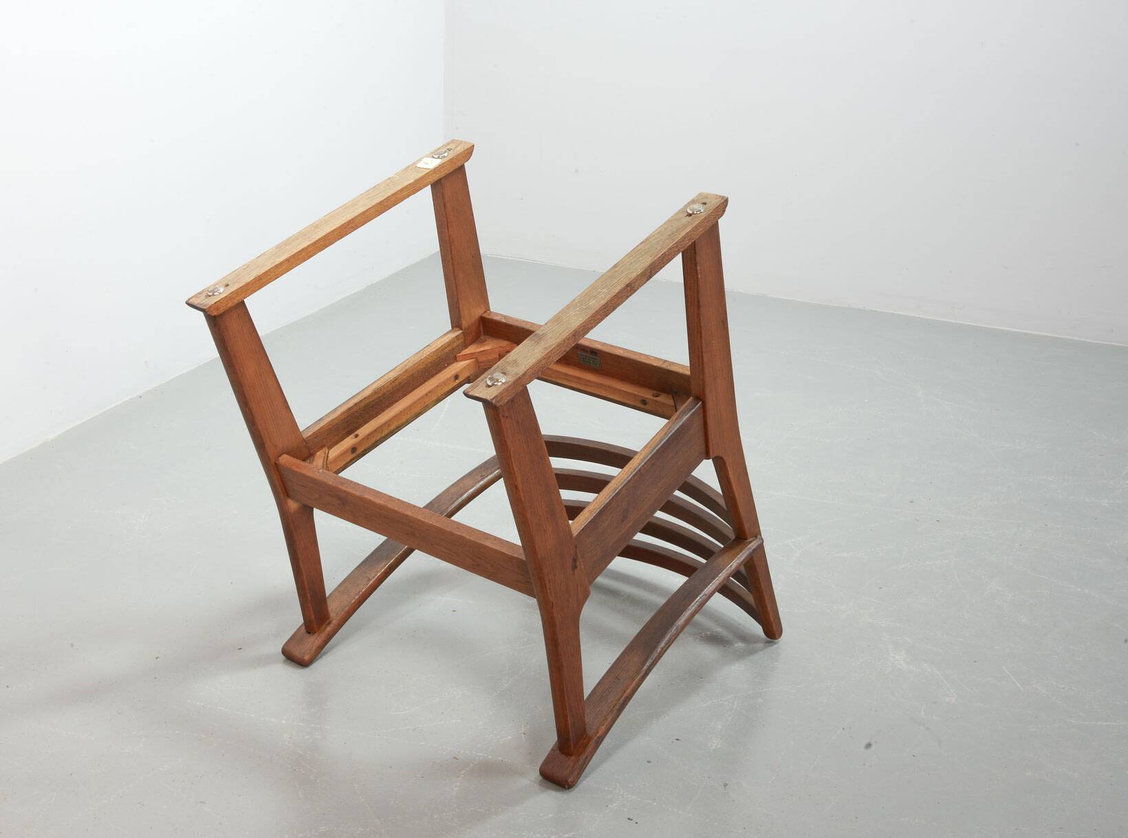 Rare Bas van Pelt Brutalist Oak Armchair with Woven Rush Seat for My Home