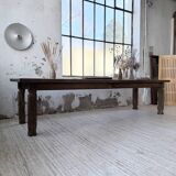 XL farmhouse table in solid oak, brutalist style, 20th century.