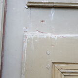 Old moulded woodwork door with 18th /19th round glass