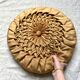 Round vintage cushion in pleated velvet