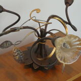 Italian-style vegetable chandelier, wrought iron with three branches.