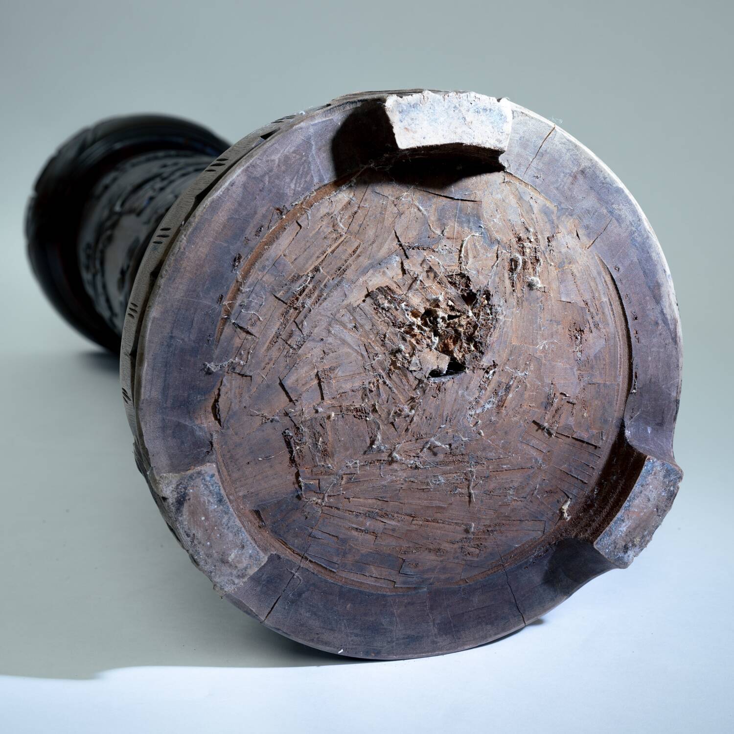 Handcarved wooden pedestal column with grapevine motiv, France 1950s