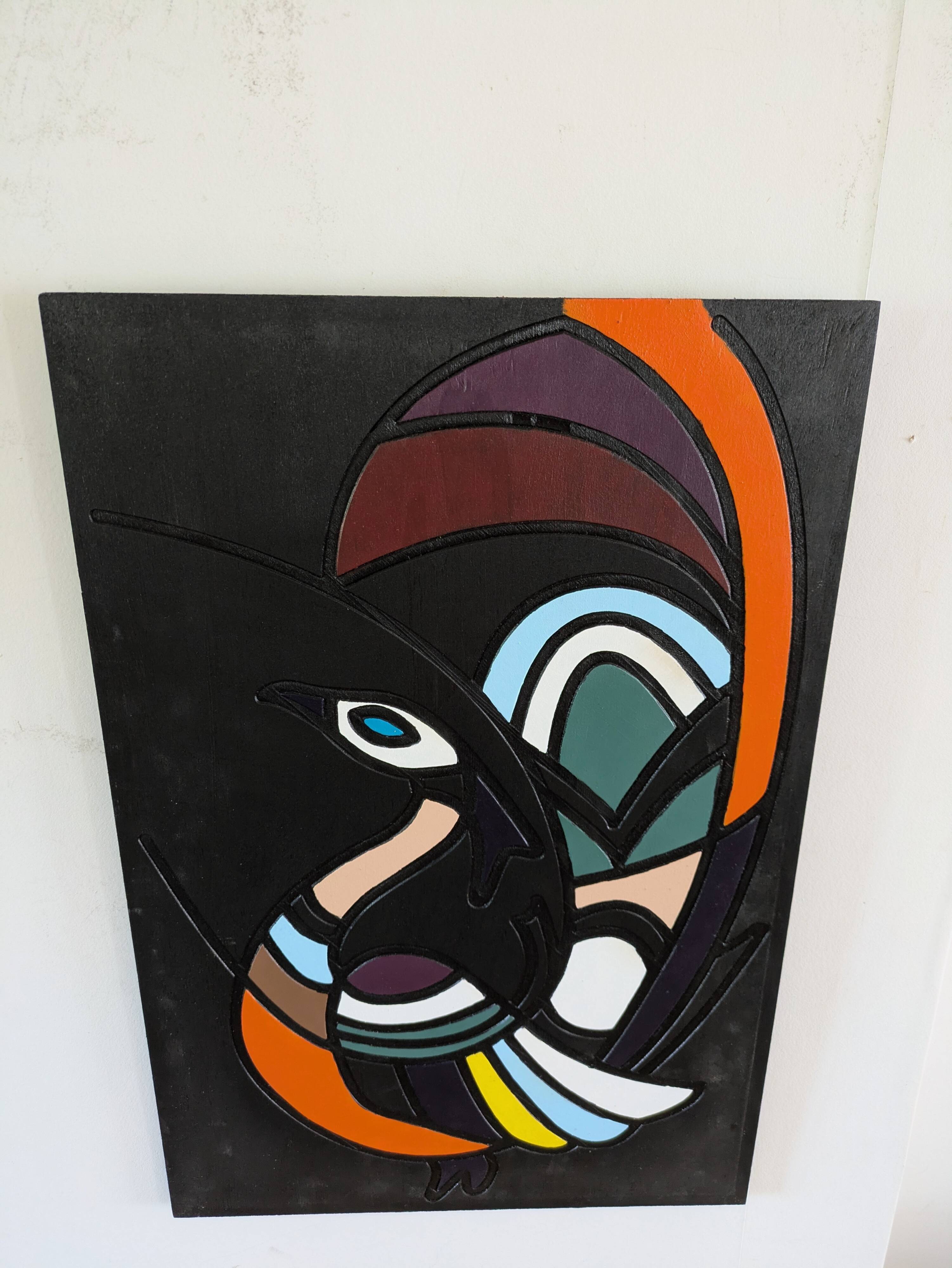 Carved tribal animal art painting