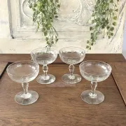 Champagne coupes etched set of 4