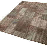 Handwoven Oriental Vintage 172 cm x 237 cm Brown Patchwork Carpet