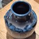 Blue glazed stoneware vase with drips – signed – 25 cm