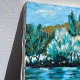 Old landscape painting oil on canvas
