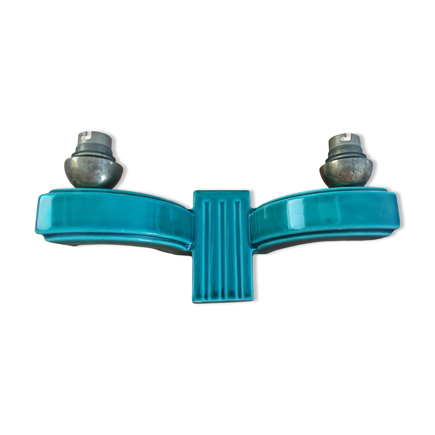 Double wall lamp in earthenware style, Art Deco, Year 1950