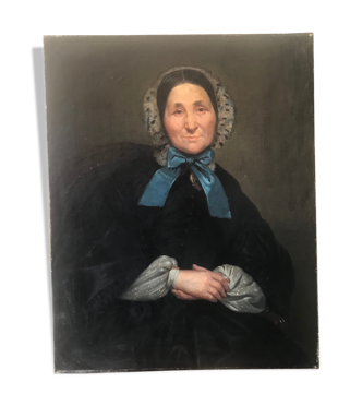Portrait huile sur toile 19e