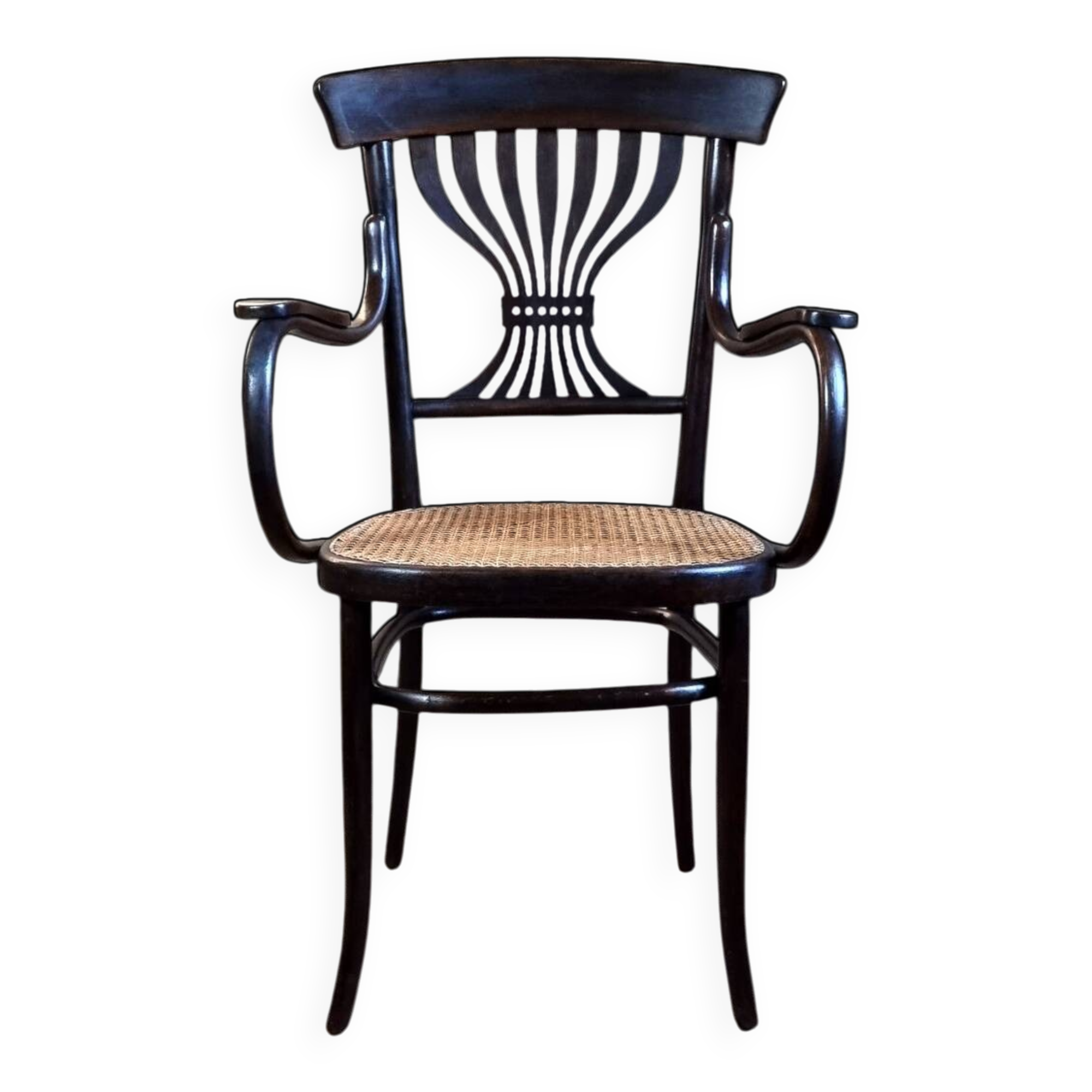 Fischel Jugendstil bistro armchair in curved wood, Thonet period
