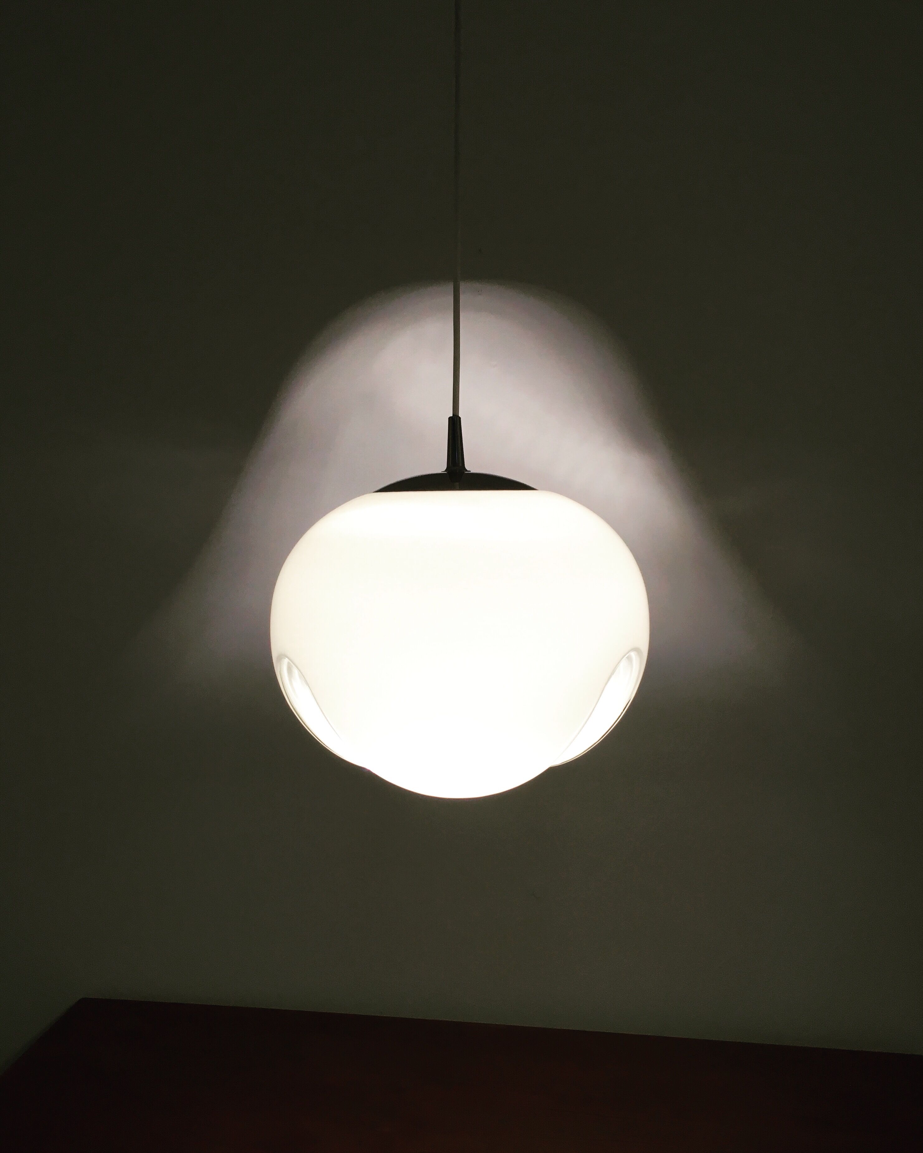 White glass Wave pendant lamp by Koch and Lowy for Peill and Putzler