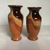 Pair of enameled ceramic vases