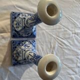 2 candlesticks in the style of the fiancé of Delft, Holland, 1988