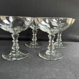 4 coupes à champagne ½ cristal taillé - portieux service alsacien