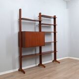 1950s teak modular wall unit with drop-front bar