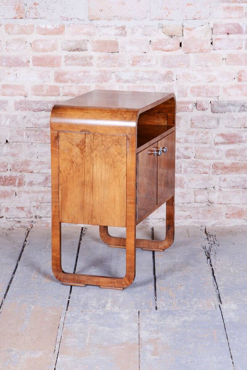 Art Deco Cabinet in Walnut & Veneer, Czech, 1920s