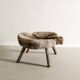Antique Swedish Brutalist Wooden Side Sofa Coffee Table, 1800s