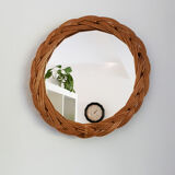 Rattan round mirror
