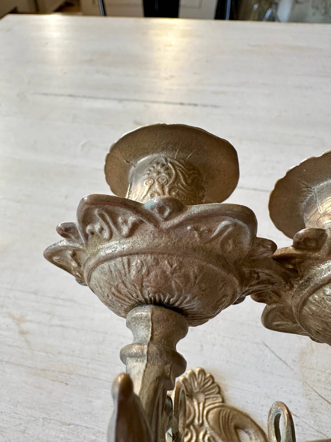 Pair of brass wall candle holders