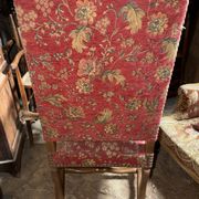 Pair of antique wooden armchairs – floral fabric + matching cushion