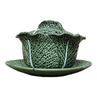 Soup-tureen cabbage ceramic and flat slip